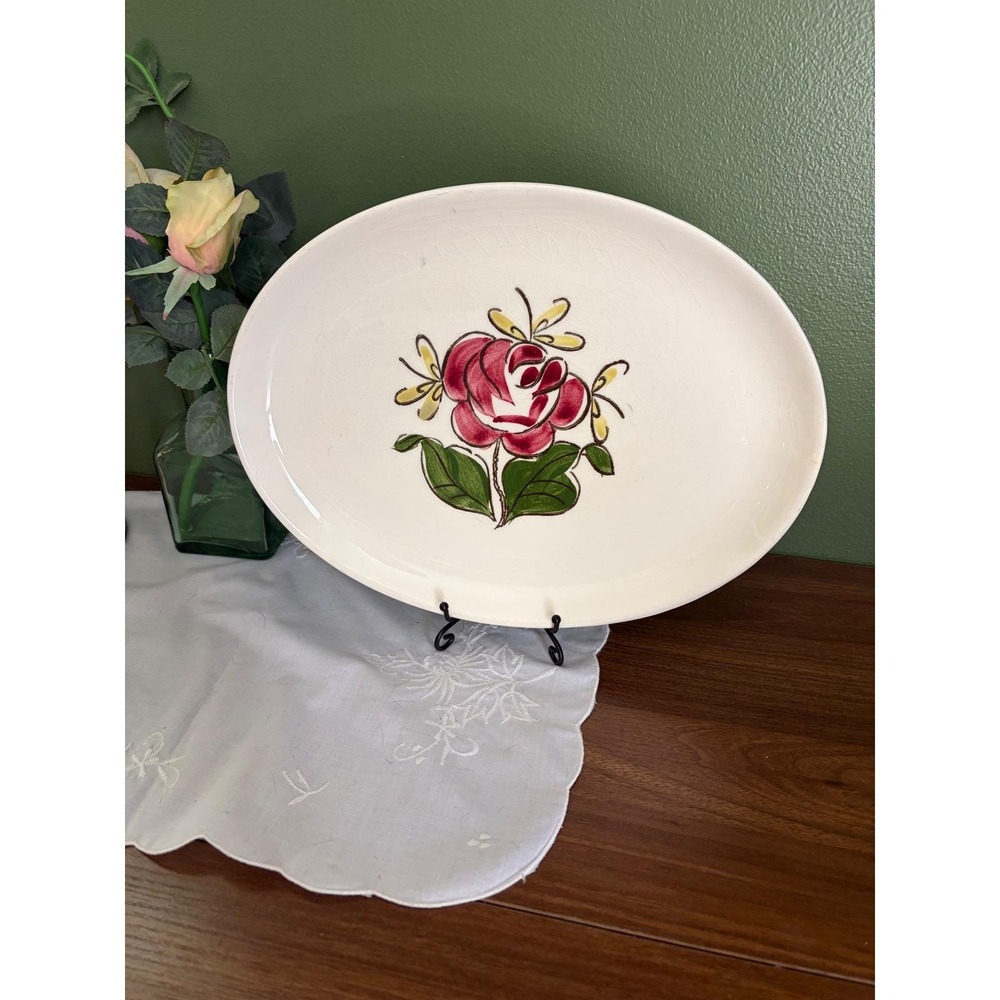 Vintage Stetson Rose Platter Hand Painted Floral Serving Dish Grandmillennial